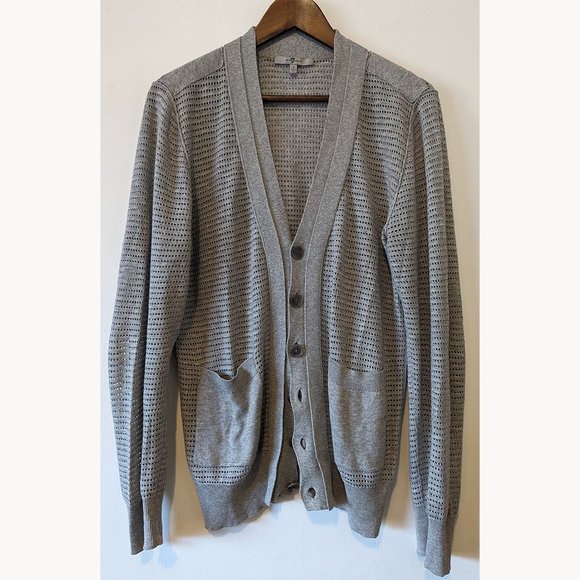7 For all Mankind - Perforated grey cardigan - Sz S (fits M) - Picture 2 of 9